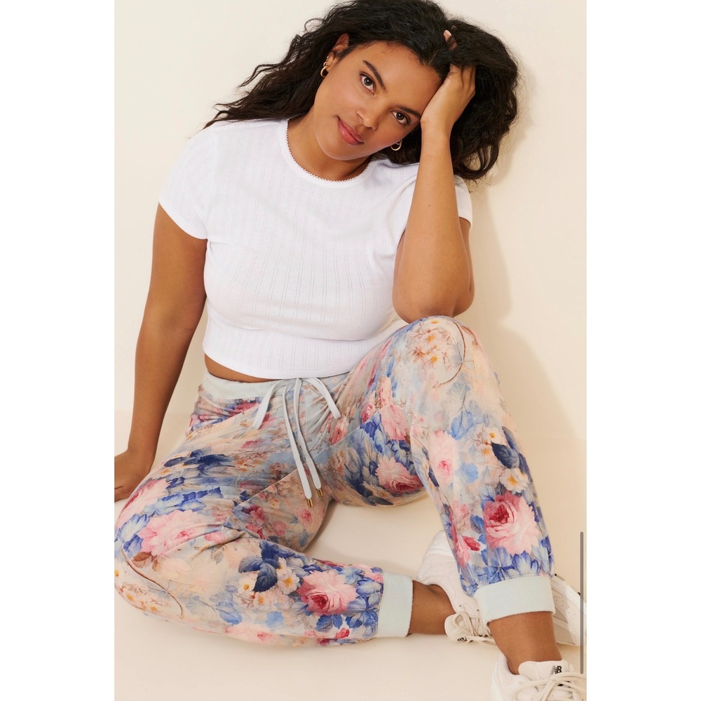 Selkie Chateau Paper Sleepover Jogger Sweatpants Pretty Pastel Floral Size‎ 4x